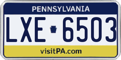 PA license plate LXE6503