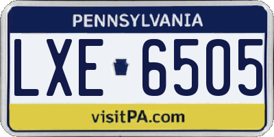 PA license plate LXE6505