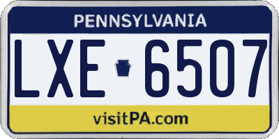 PA license plate LXE6507