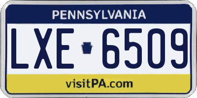 PA license plate LXE6509