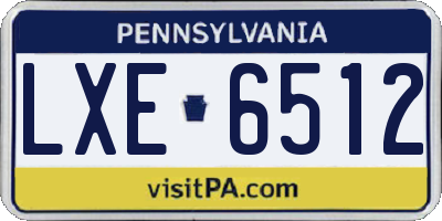 PA license plate LXE6512