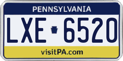 PA license plate LXE6520
