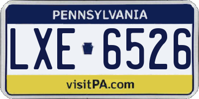 PA license plate LXE6526