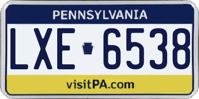 PA license plate LXE6538
