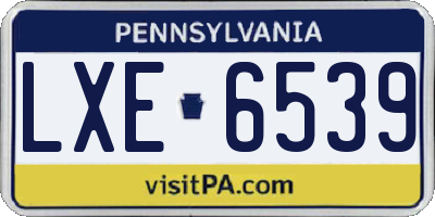 PA license plate LXE6539