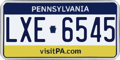 PA license plate LXE6545