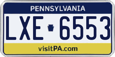 PA license plate LXE6553