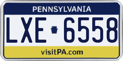 PA license plate LXE6558