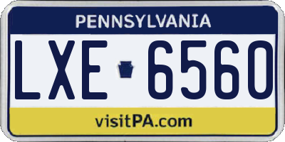 PA license plate LXE6560
