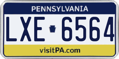 PA license plate LXE6564