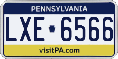 PA license plate LXE6566