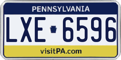 PA license plate LXE6596