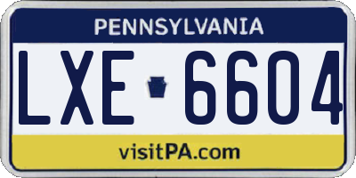 PA license plate LXE6604