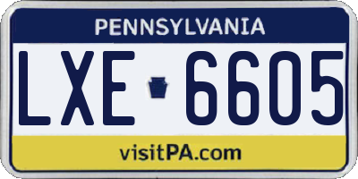 PA license plate LXE6605