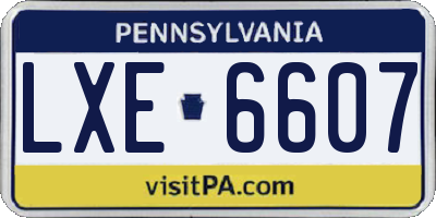 PA license plate LXE6607