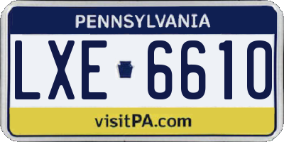 PA license plate LXE6610
