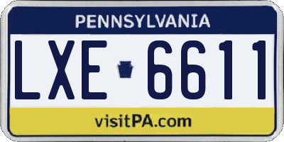 PA license plate LXE6611