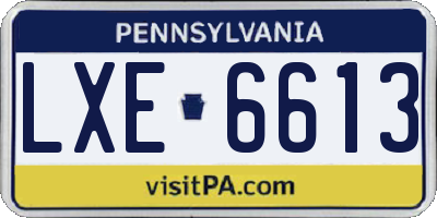 PA license plate LXE6613
