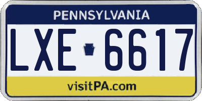 PA license plate LXE6617