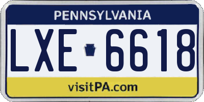 PA license plate LXE6618