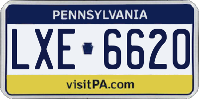 PA license plate LXE6620