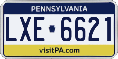 PA license plate LXE6621