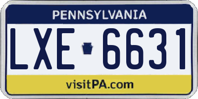 PA license plate LXE6631