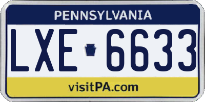 PA license plate LXE6633