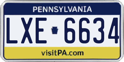 PA license plate LXE6634