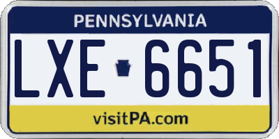 PA license plate LXE6651