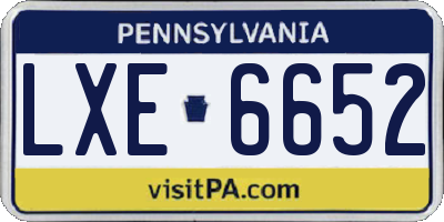 PA license plate LXE6652