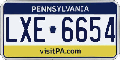 PA license plate LXE6654