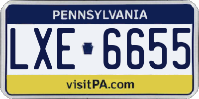 PA license plate LXE6655