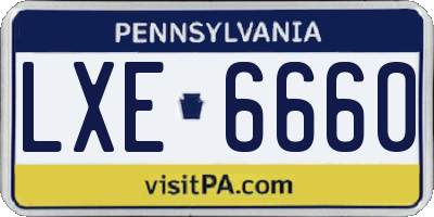 PA license plate LXE6660