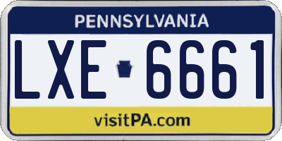 PA license plate LXE6661