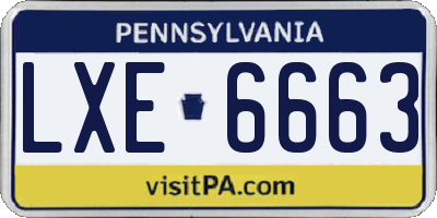 PA license plate LXE6663