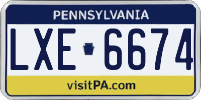 PA license plate LXE6674