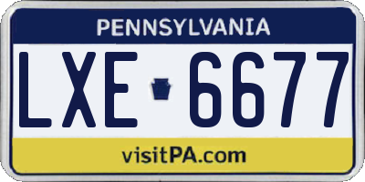PA license plate LXE6677