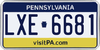 PA license plate LXE6681