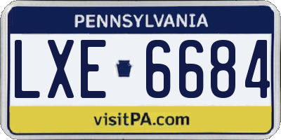 PA license plate LXE6684