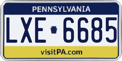 PA license plate LXE6685