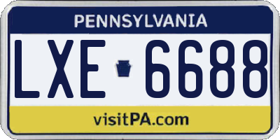 PA license plate LXE6688
