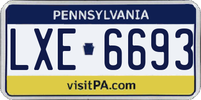 PA license plate LXE6693