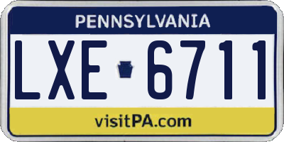 PA license plate LXE6711