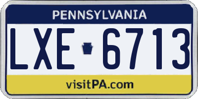 PA license plate LXE6713