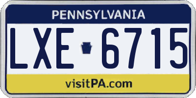 PA license plate LXE6715