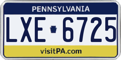 PA license plate LXE6725