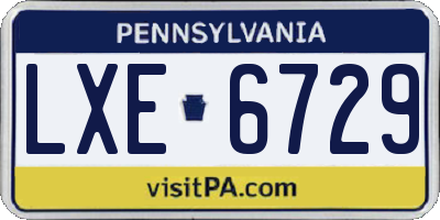 PA license plate LXE6729