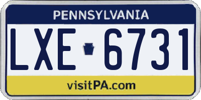 PA license plate LXE6731