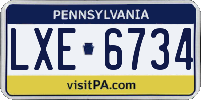PA license plate LXE6734